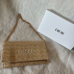 DIOR Faux-Raffia Cosmetic Clutch Pouch bag Limited Edition